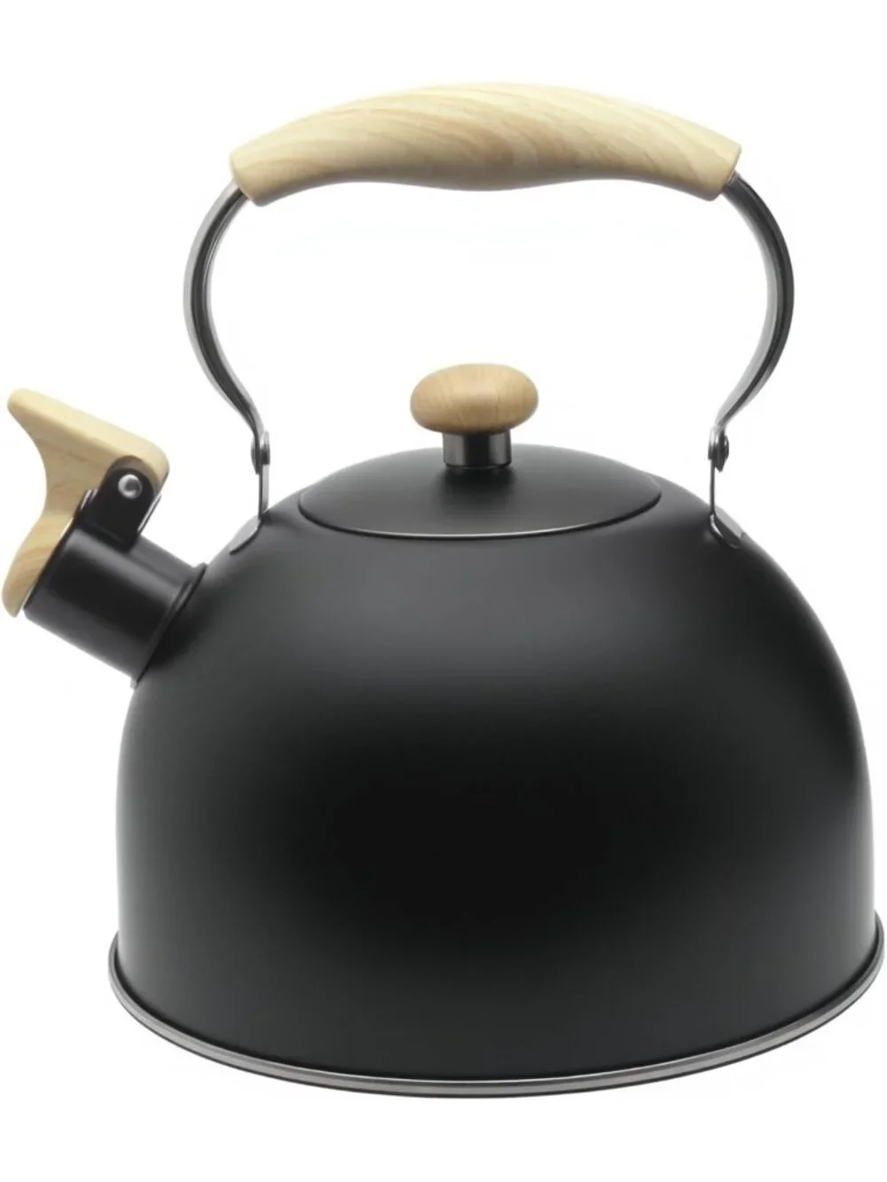 Matte Black Kitchen Whistling Tea Kettle 2 Quart Stainless Steel Stovetop Teapot